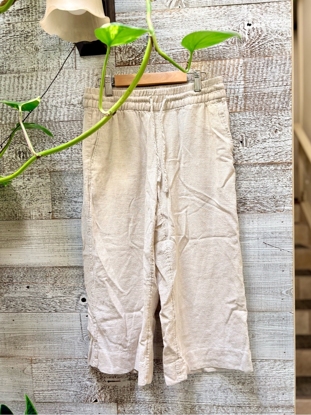 Banana Republic | Loose Linen-Blend Wide-Leg Crop Pants - Women's XS, Flax Taupe